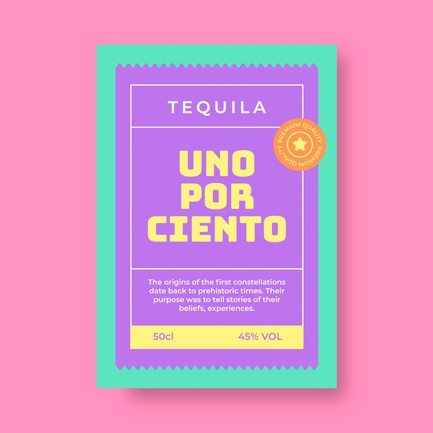 Vector gratuito etiqueta creativa del rectángulo del tequila uno por ciento