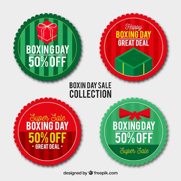 Etiqueta de descuento de boxing day  dibujado a mano