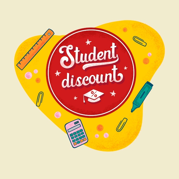 Etiqueta de descuento para estudiantes de diseño plano