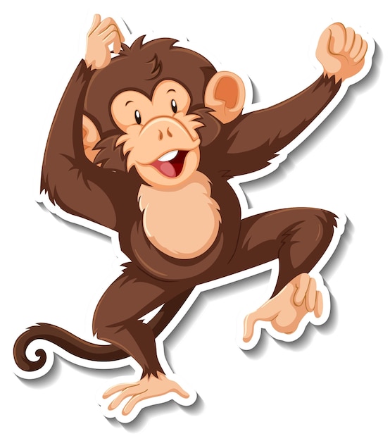 Vector gratuito etiqueta engomada animal de la historieta del mono que baila