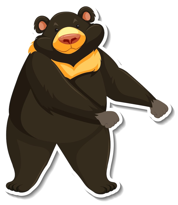 Vector gratuito etiqueta engomada animal de la historieta del oso negro asiático