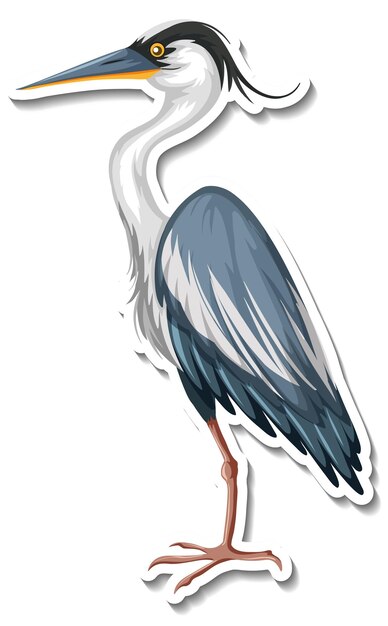 Etiqueta engomada animal de la historieta del pájaro de la garza