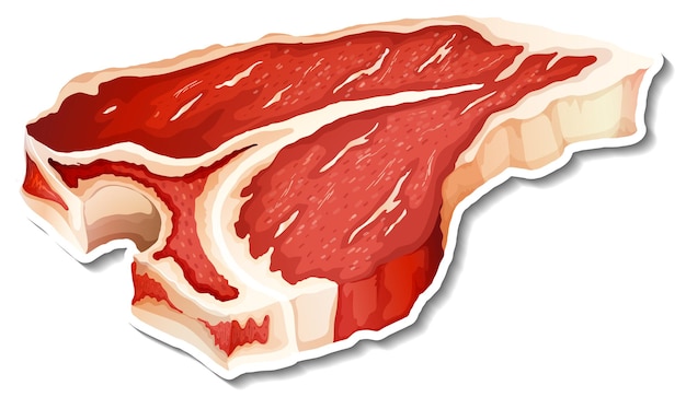 Vector gratuito etiqueta engomada del bistec t-bone sobre fondo blanco.