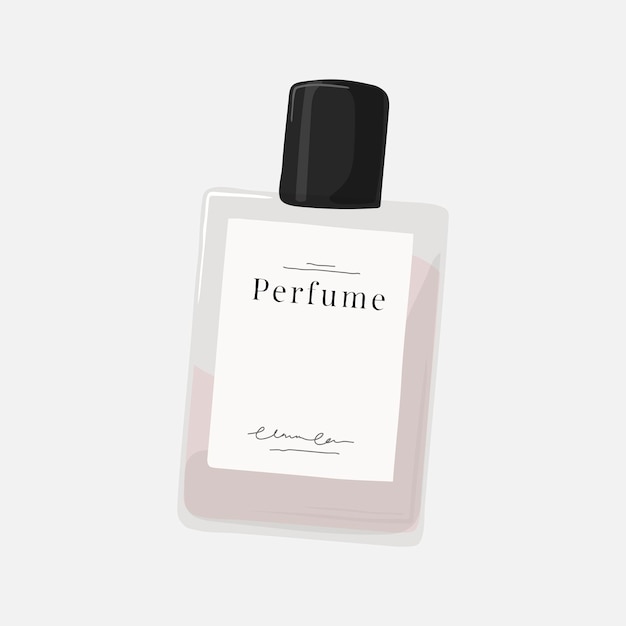 Vector gratuito etiqueta engomada de la botella de perfume, producto de belleza en vector de diseño femenino