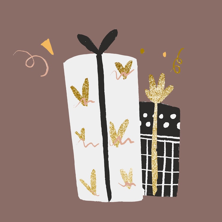 Vector gratuito etiqueta engomada de la caja de regalo, vector de ilustración de celebración