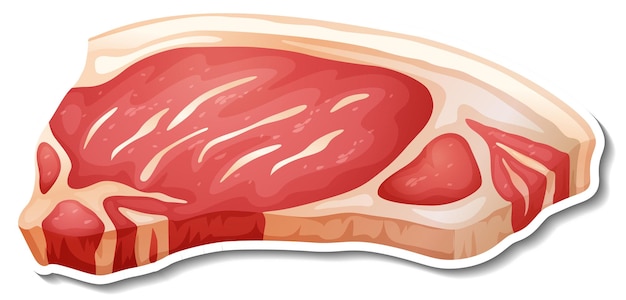 Vector gratuito etiqueta engomada de la carne cruda en blanco