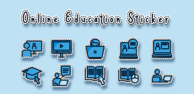 Vector gratuito etiqueta engomada de la escuela de educación en línea