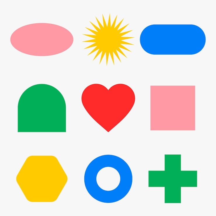 Vector gratuito etiqueta engomada de la forma geométrica, vector conjunto de imágenes prediseñadas plano retro colorido