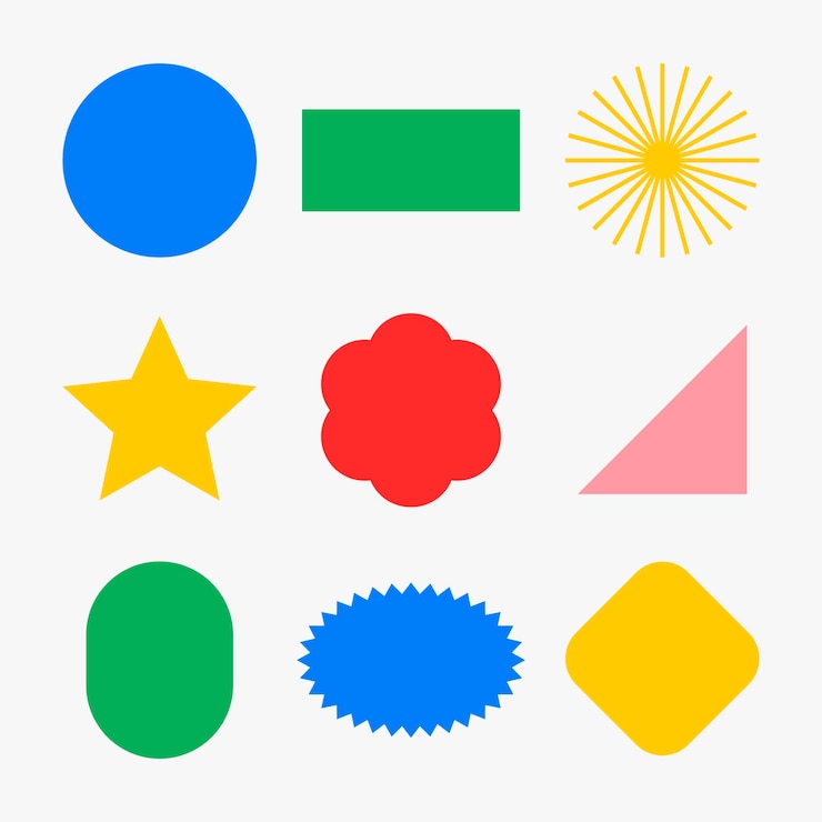 Vector gratuito etiqueta engomada de la forma geométrica, vector conjunto de imágenes prediseñadas plano retro colorido