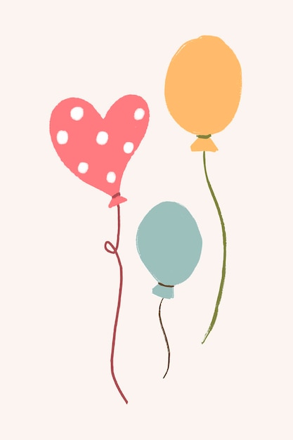 Etiqueta engomada del globo de fiesta, vector pastel, decoración de celebración