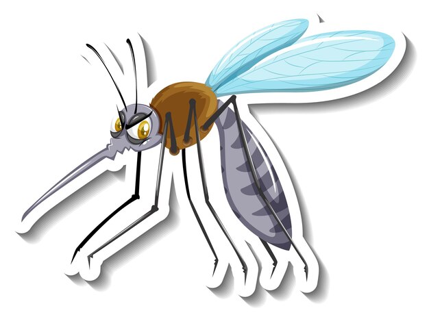 Etiqueta engomada de la historieta animal mosquito