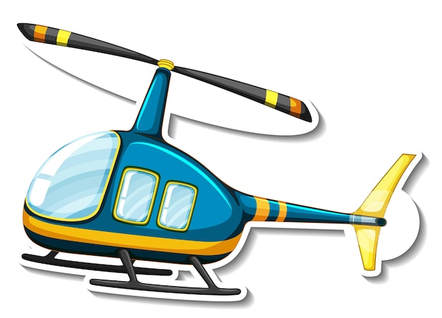 Etiqueta engomada de la historieta del helicóptero sobre fondo blanco
