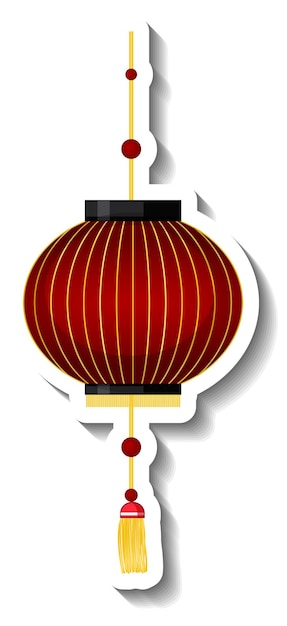 Etiqueta engomada de la historieta de la linterna china sobre fondo blanco