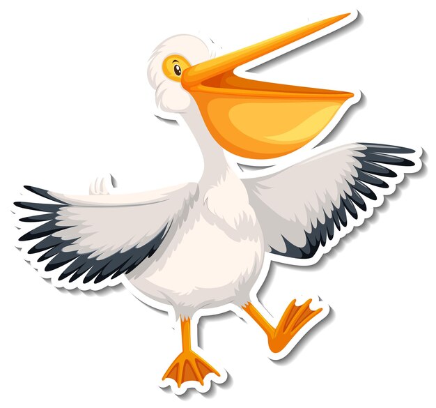 Etiqueta engomada de la historieta del pájaro pelícano