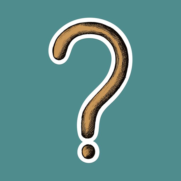 Etiqueta engomada de la historieta del signo de interrogación del vector