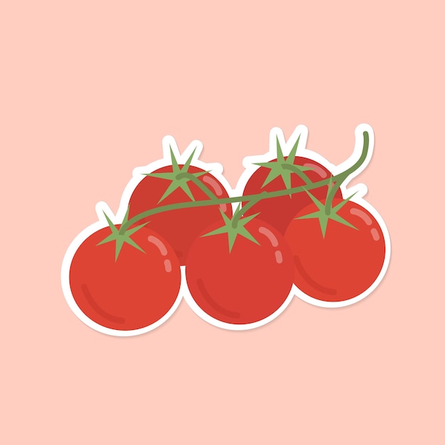 Vector gratuito etiqueta engomada de la historieta vegetal del tomate del vector clipart