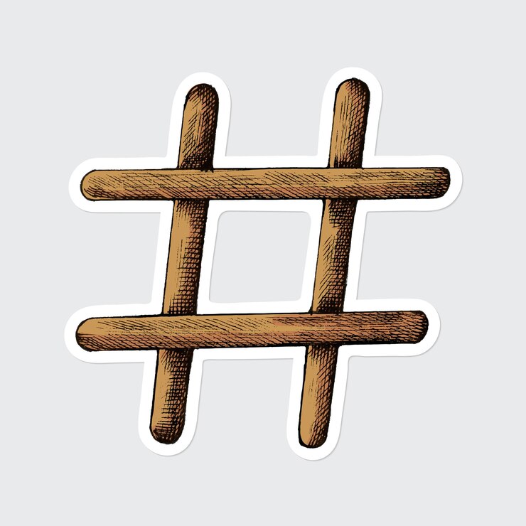 Vector gratuito etiqueta engomada de la historieta del vintage del hashtag