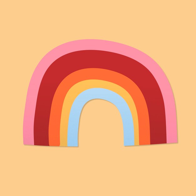 Etiqueta engomada linda del arco iris, vector de imágenes prediseñadas del tiempo imprimible
