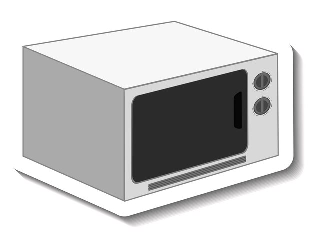 Etiqueta engomada de microondas blanco aislado