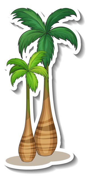 Etiqueta engomada de la palmera aislada sobre fondo blanco