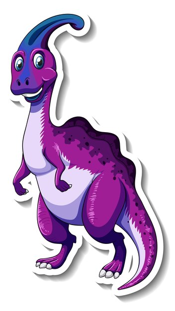 Etiqueta engomada del personaje de dibujos animados del dinosaurio Parasaurolophus