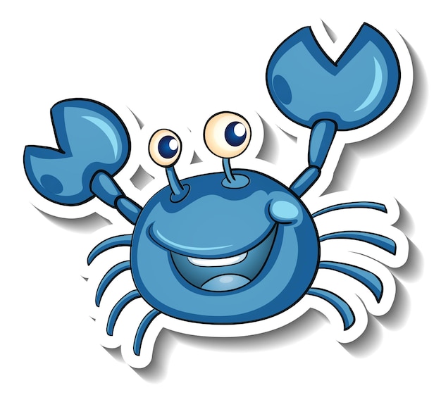 Vector gratuito etiqueta engomada sonriente de la historieta del cangrejo azul