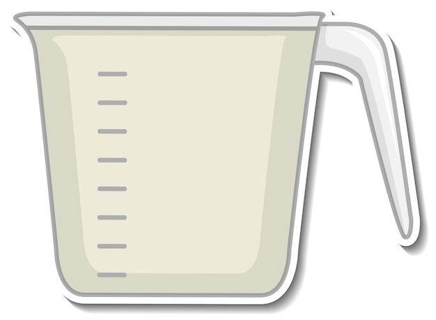 Vector gratuito etiqueta engomada de la taza medidora sobre fondo blanco