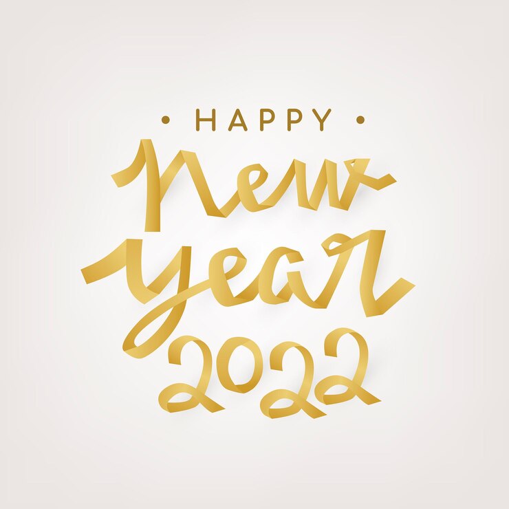 Vector gratuito etiqueta engomada de la tipografía del año nuevo 2022, vector de saludo festivo