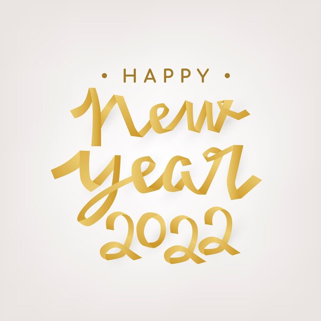 Etiqueta engomada de la tipografía del año nuevo 2022, vector de saludo festivo