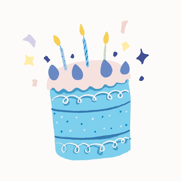 Vector gratuito etiqueta engomada de la torta de cumpleaños, vector gráfico de elemento lindo