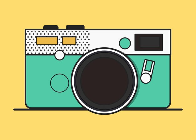 Etiqueta engomada del vector del vintage de la cámara del arte pop del color