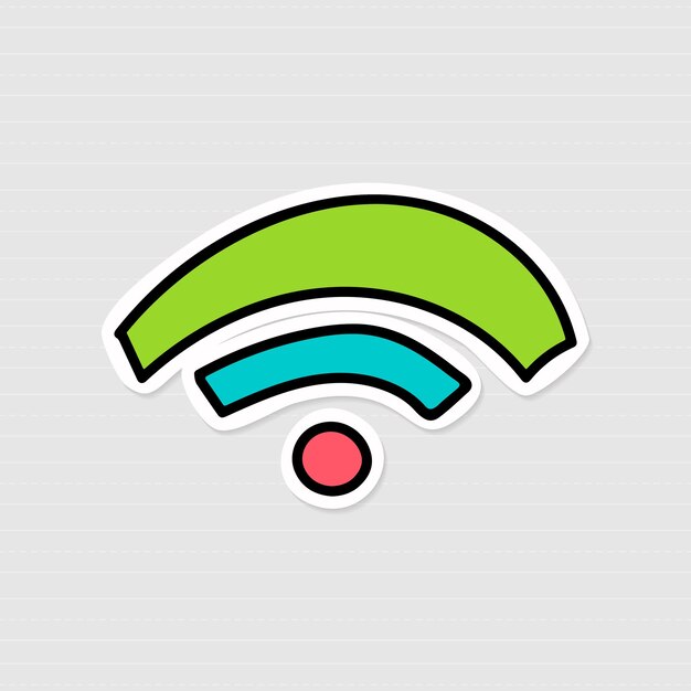 Etiqueta engomada verde del icono de wifi con un vector de borde blanco