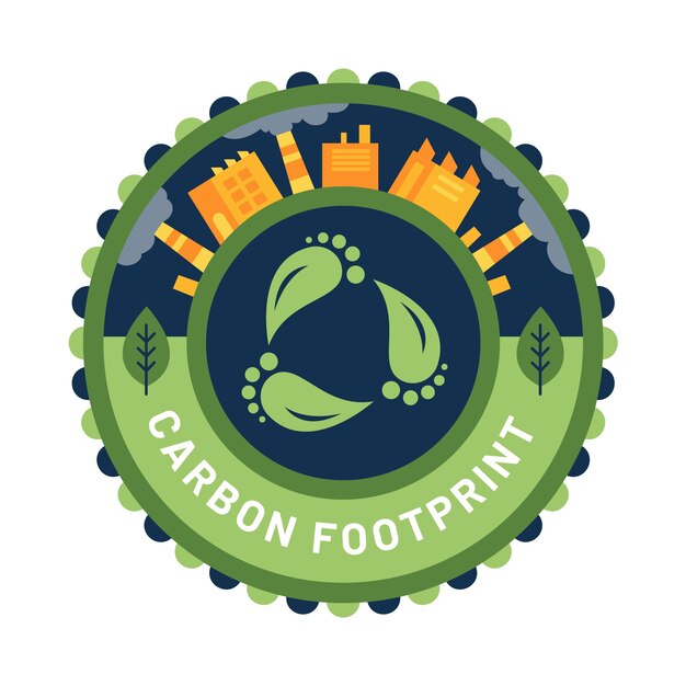 Etiqueta de huella de carbono de diseño plano