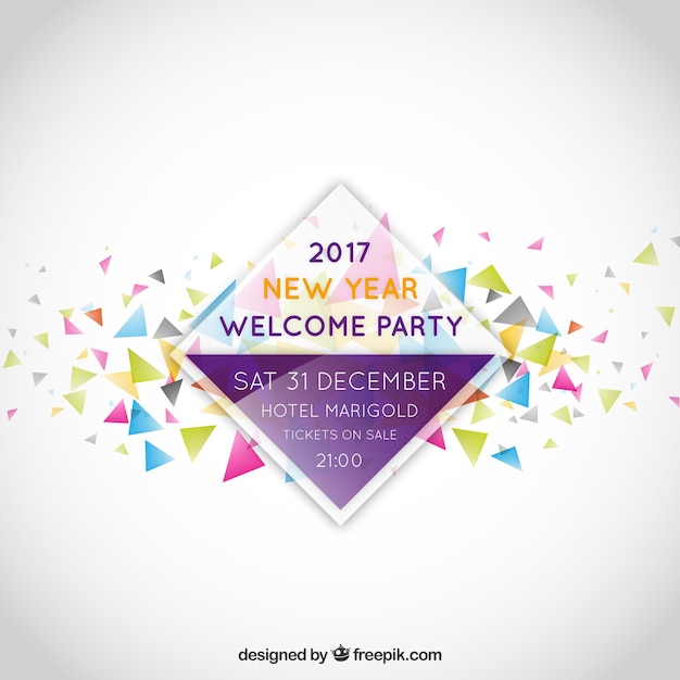 Etiqueta de invitación a fiesta de año nuevo