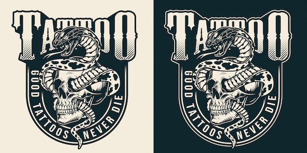 Vector gratuito etiqueta monocromática de estudio de tatuaje vintage