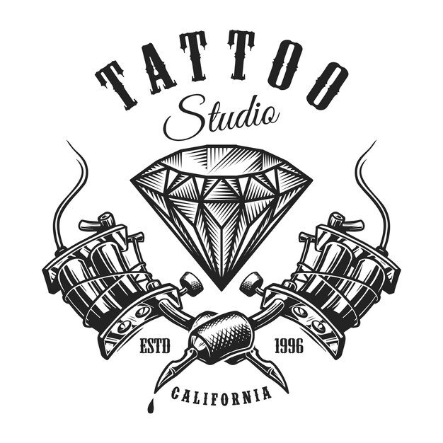Etiqueta monocromática de tatuaje vintage