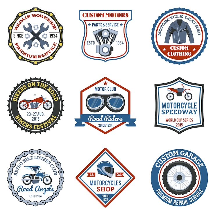 Vector gratuito etiqueta de la motocicleta de color