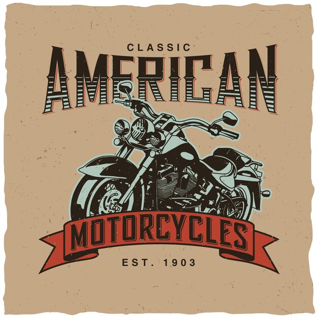 Etiqueta de motocicletas clásicas americanas