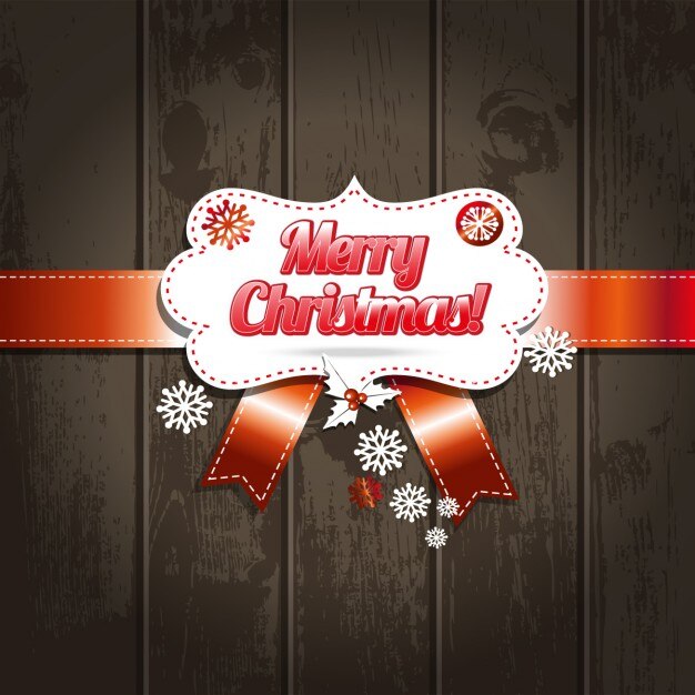Etiqueta de navidad sobre un fondo de madera