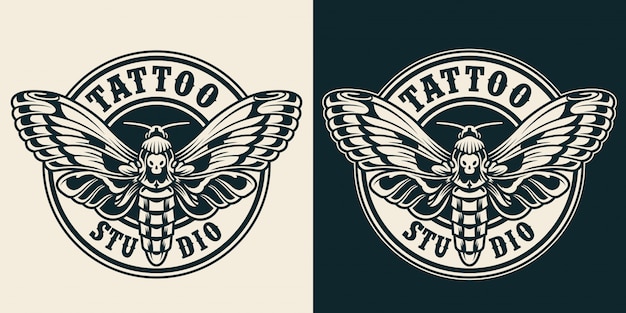 Vector gratuito etiqueta redonda de estudio de tatuaje vintage