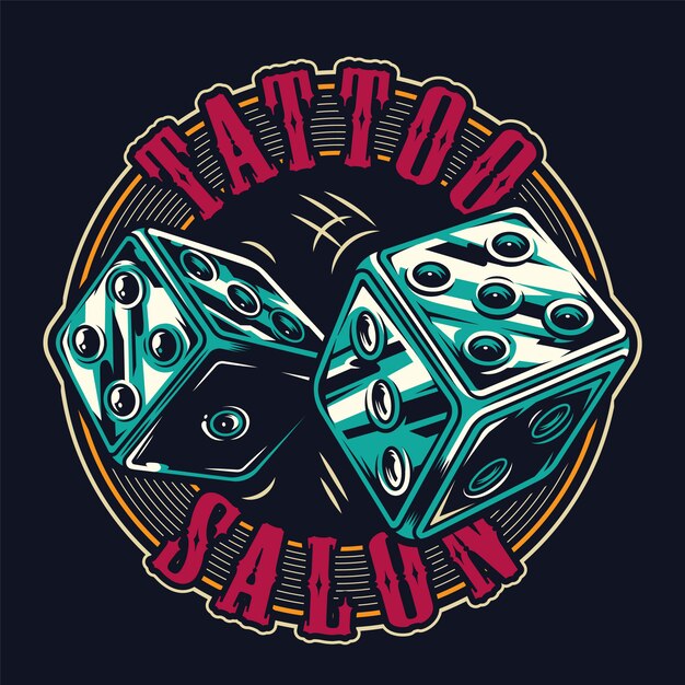 Etiqueta redonda de estudio de tatuaje vintage