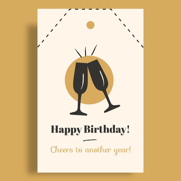 Etiqueta de regalo de feliz cumpleaños plana y elegante
