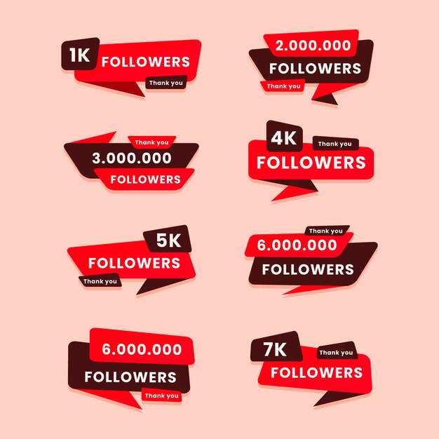 Etiqueta de seguidores de diseño plano.