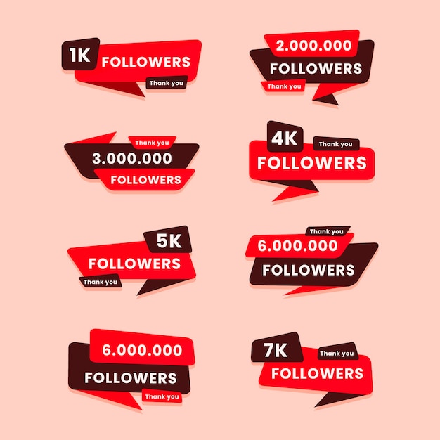 Etiqueta de seguidores de diseño plano.