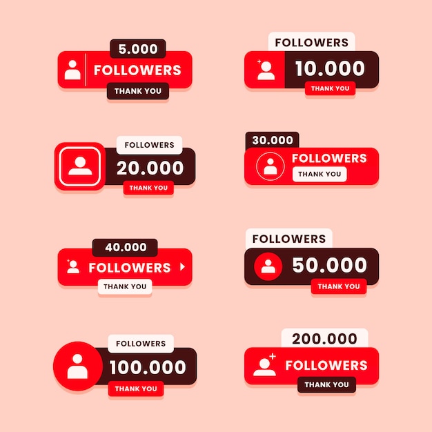 Etiqueta de seguidores de diseño plano.