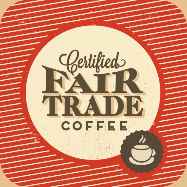 Vector gratuito etiqueta sobre el café de comercio justo