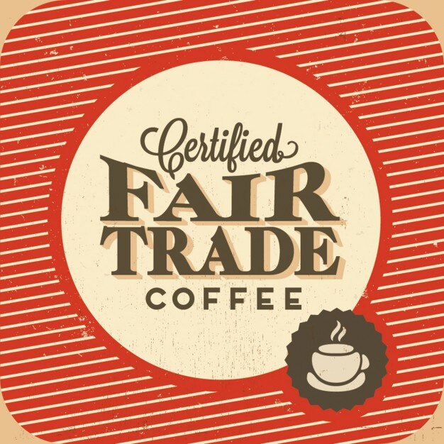 Etiqueta sobre el café de comercio justo