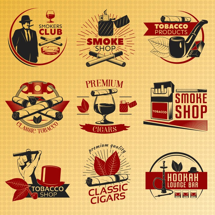 Vector gratuito etiqueta de tabaco para fumar en color