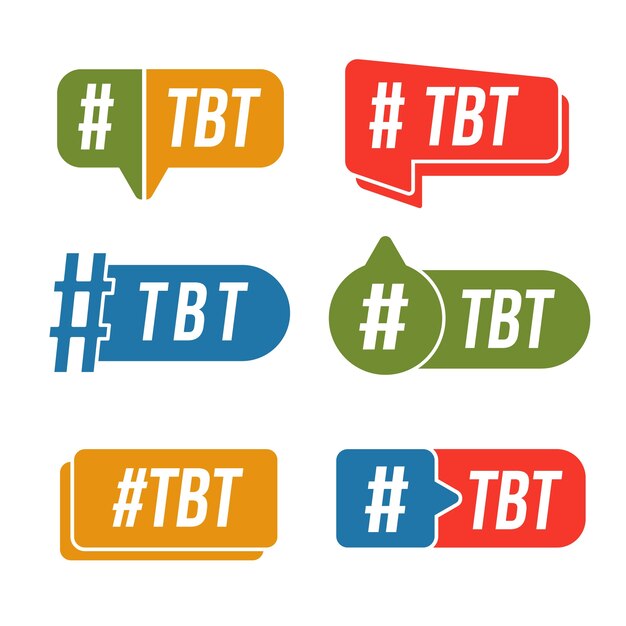 Etiqueta tbt de diseño plano