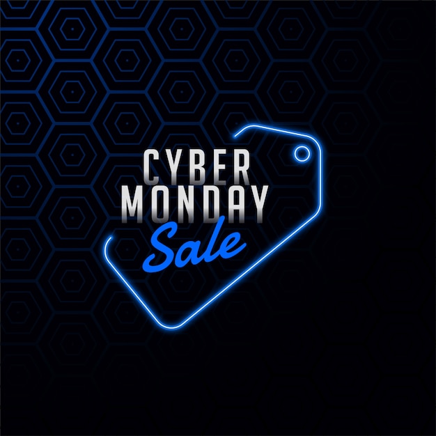 Etiqueta de venta de Cyber Monday en banner de diseño de estilo neón